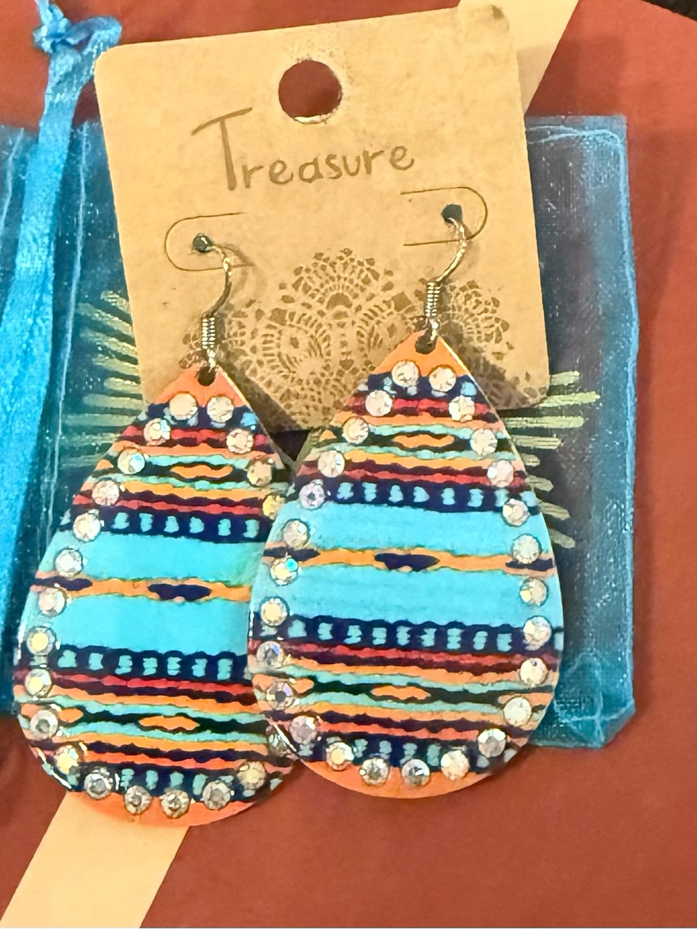Turquoise Blue Multi-Color Teardrop Earrings